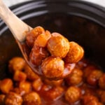 Slow Cooker 3 Ingredient Hawaiian Meatballs in a crockpot