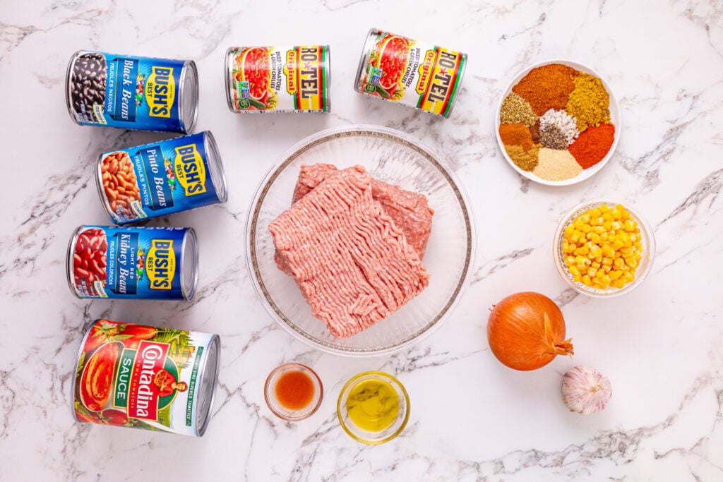 ingredients for Slow Cooker Ground Turkey Chili