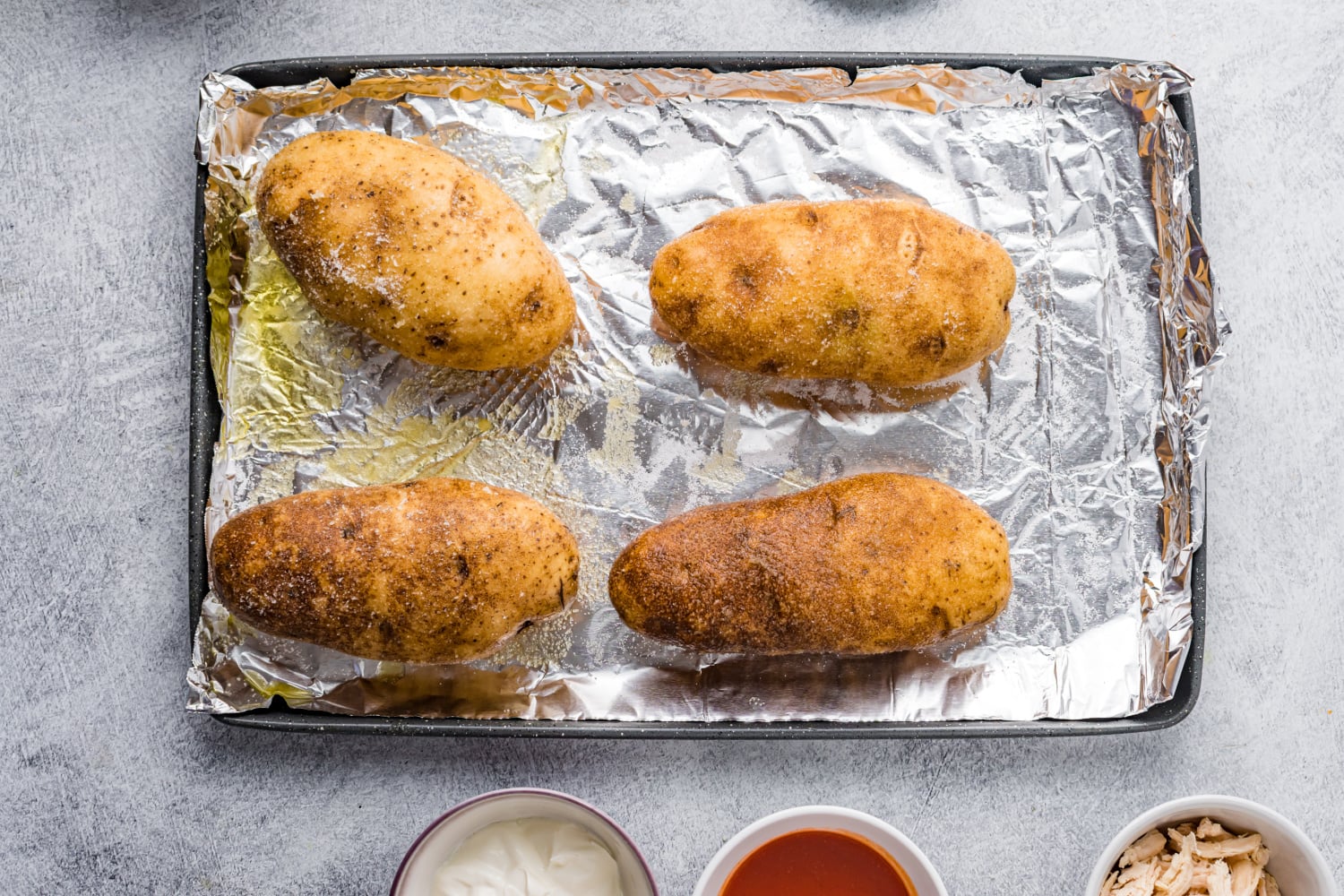 potatoes on a baking sheet