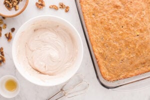 frosting mixed in a bowl
