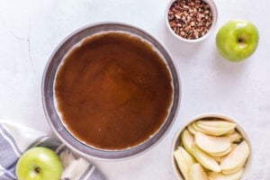 brown sugar mixture powered into prepared pan