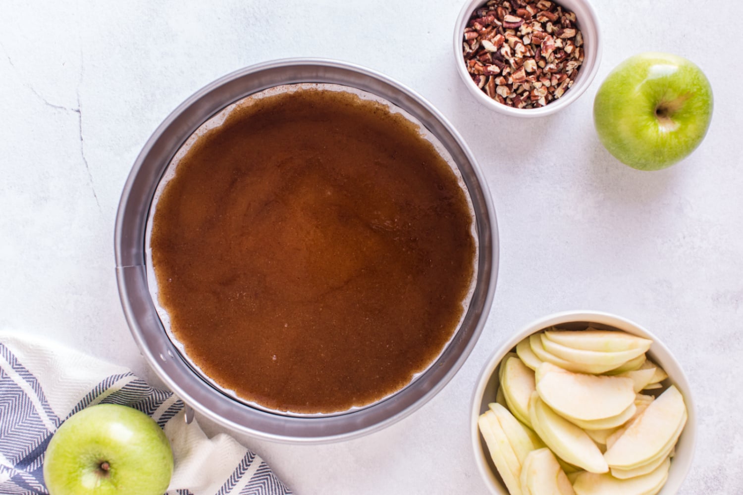 brown sugar mixture powered into prepared pan