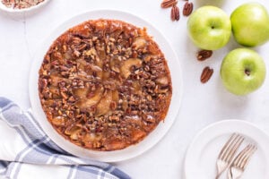 Caramel Apple Upside Down Cake on a plate