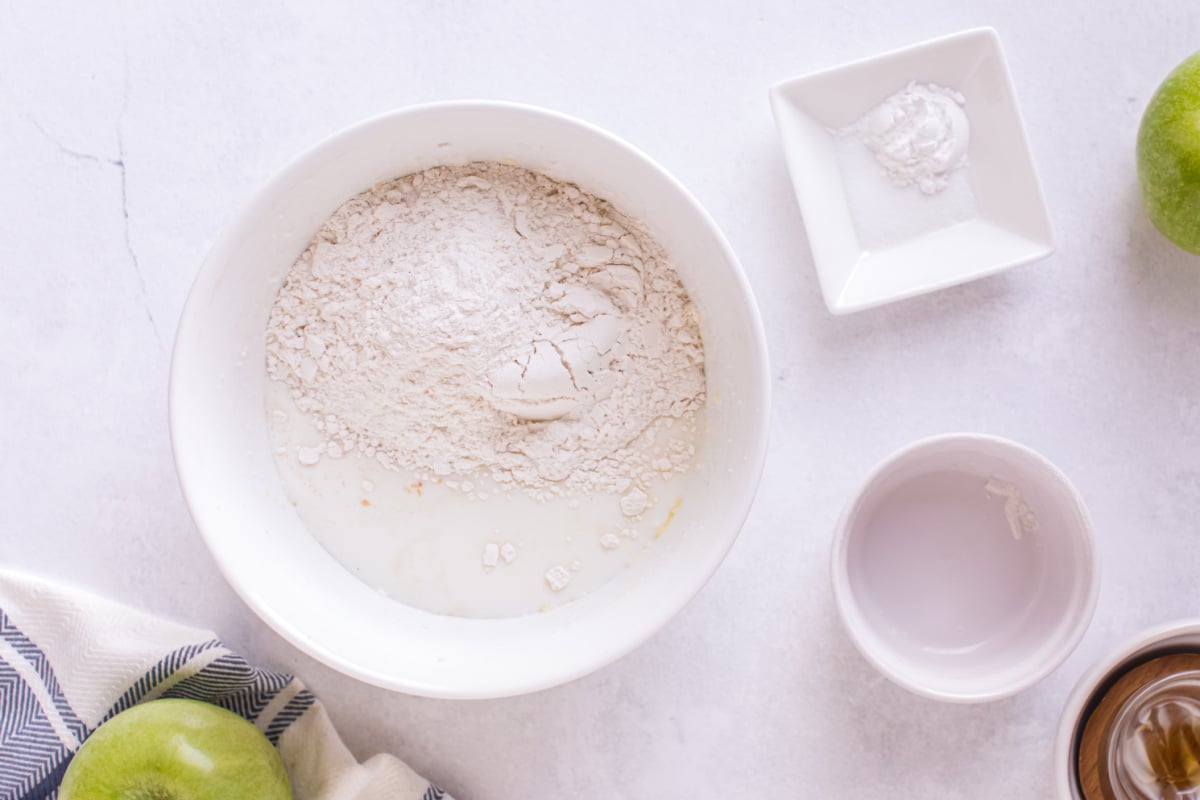 flour, milk, yogurt, and vanilla