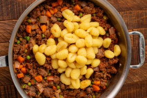 gnocchi added to pan