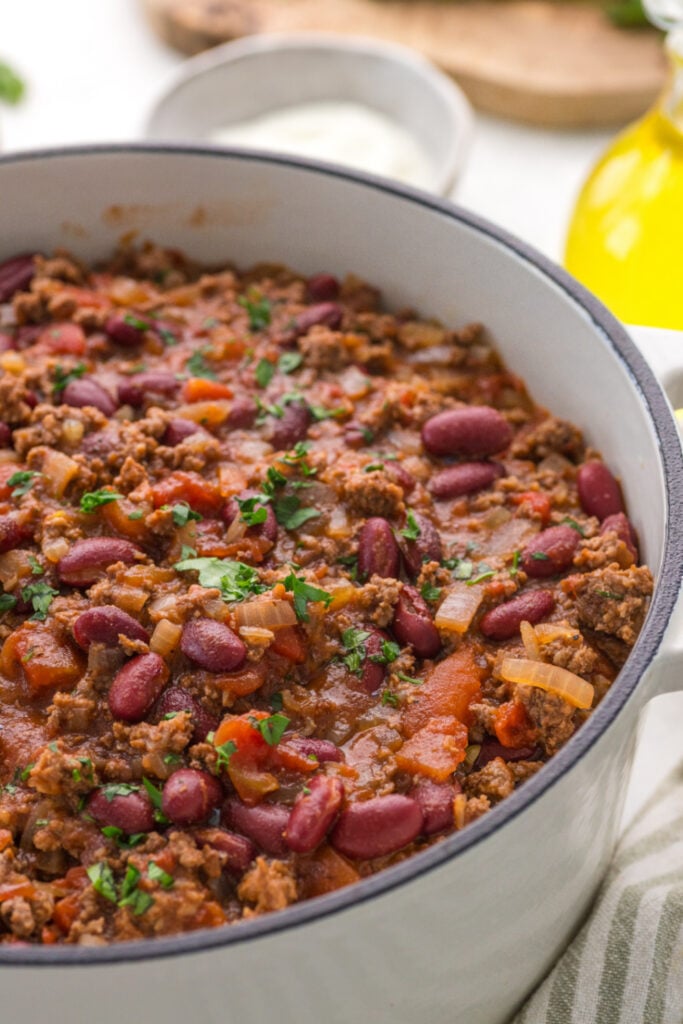 Guinness Chili in a pot