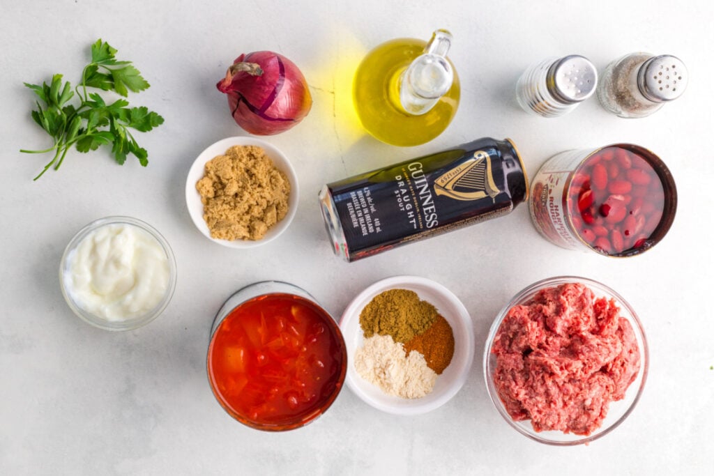 ingredients for Guinness Chili recipe