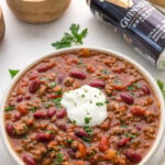 Guinness Chili in a bowl
