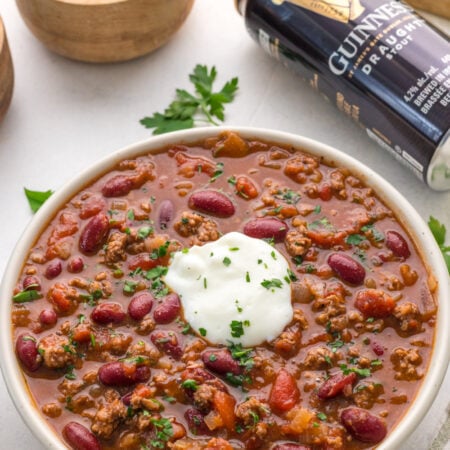 Guinness Chili in a bowl