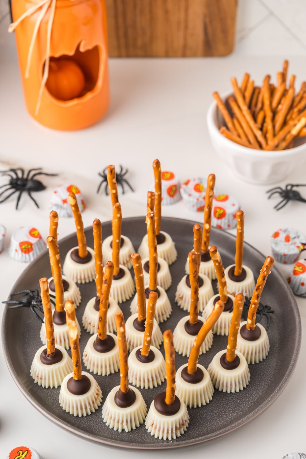 Halloween Witch Broom Snacks on a plate