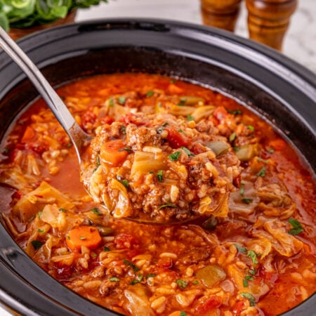 Slow Cooker Cabbage Roll Soup in a slow cooker