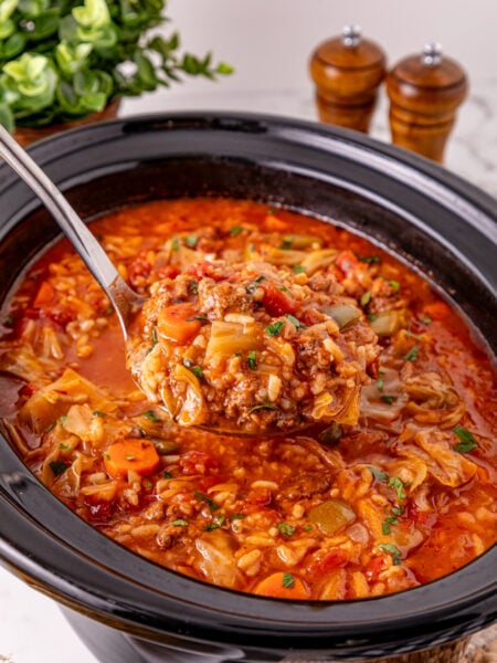 Slow Cooker Cabbage Roll Soup in a slow cooker