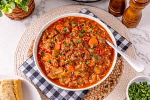 Slow Cooker Cabbage Roll Soup in a bowl